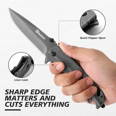 Багатофункціональний складаний ніж IKORES, 22 см одноручний ніж з нейлоновими піхвами та кишеньковою кліпсою, відкривачкою для пля