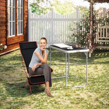 Складаний кемпінговий стілець eSituro, легкий складний стілець, рибальський стілець з сумкою для перенесення, складний стілець з високою спинкою, відкритий пляжний кемпінговий стілець, для риболовлі, пікніків, походів, 1 чорний червоний