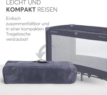 Дитяче ліжечко KikkaBoo Baby Travel Cot SO GIFTED, 120x60 см, до 15 кг, складне та компактне, портативне з сумкою для перенесення, розкладне для подорожей та відпусток, темно-синє