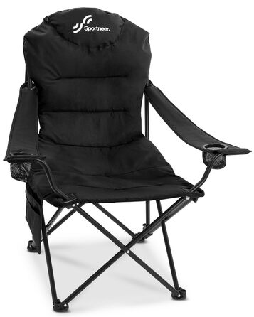 Складане кемпінгове крісло Sportneer Складане кемпінгове крісло до 160 кг, 3 регульовані кути нахилу, кемпінгове крісло/рибальське крісло зі спинкою, підголівником та сумкою для перенесення, складне кемпінгове крісло/вуличне крісло, , чорний