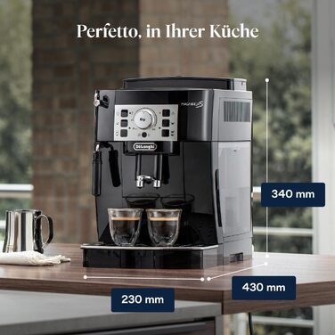 Кавомашина De'Longhi Magnifica S автоматична, 2 напої, 3 функції, чорний/сріблястий