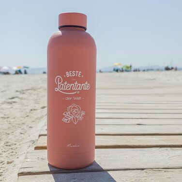 Подарункова термопляшка Manahia Godmother - Найкраща хрещена мати у світі - Термос з нержавіючої сталі 500 мл рожевого кольору - Ідея подарунка на хрестини, день народження та Різдво - У комплекті подарункова коробка