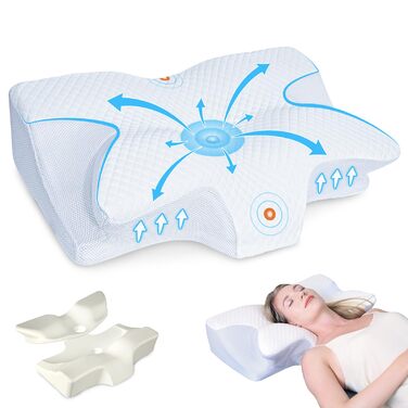 Ортопедична подушка HOMCA, подушка для шиї, подушка для голови з піни з ефектом пам&39яті, ергономічна подушка, доступні м&39які/жорсткі варіанти, знімна, для сну на спині, боці та животі, 60 * 44 * 13/14,5 см