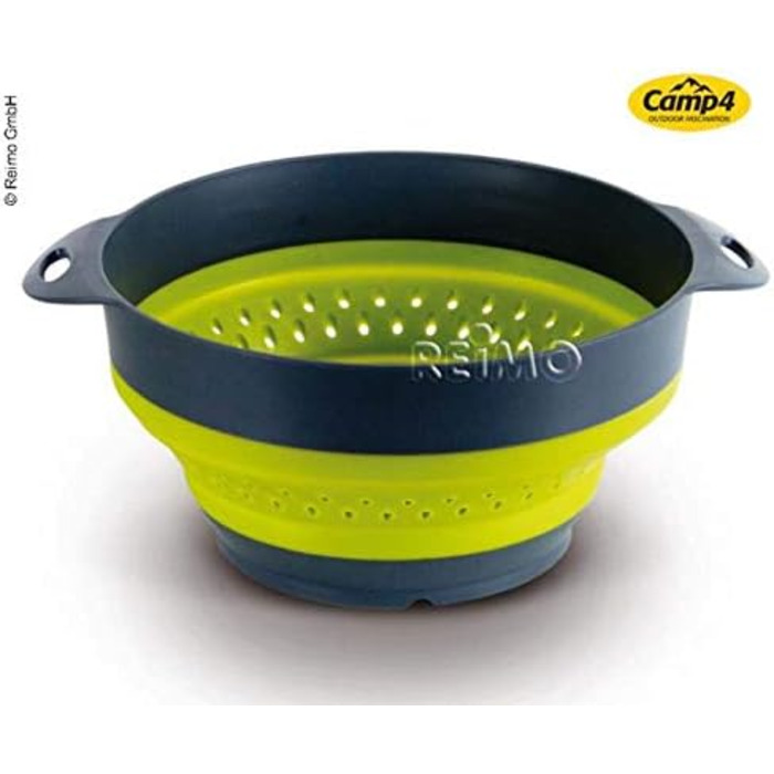 Силіконова миска та силіконове ситечко Camp4, складні 2-в-1, сіро-лаймові