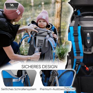 Дитяча коляска Dromader Kraxe до 22 кг дитяча коляска для походів із сонцезахисним навісом, дощовиком, термосумкою, пеленальним ки