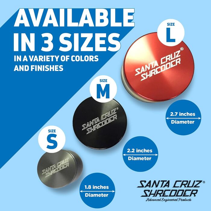 Подрібнювач металевих трав Santa Cruz, рифлена для міцнішого зчеплення, 3 шт. и, маленька, 4,3 см (синій)