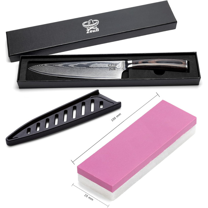 Кухонний ніж XL (32 см) професійний шеф-кухарський ніж з натуральної 67-шарової дамаської сталі I дамаської кухонний ніж і ніж шеф