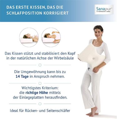 Оригінальна подушка Sanapur 4.0 - Варіант MED - Ортопедична подушка для сну на боці, виготовлена в Німеччині з віскопіни/м&39якої піни