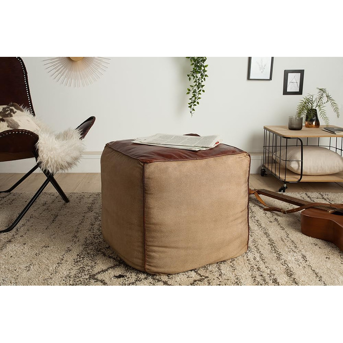 ІНТЕР&39ЄР Ретро Мустанг 53 см шкіряний чохол з лляним пуфом-кубом