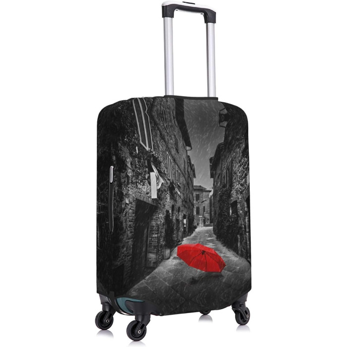 Чохол для валізи BAFAFA з принтом Червона парасолька, захист від подряпин та пилу, еластичний, чорний, розмір 80