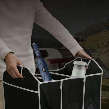 Органайзер для автомобіля, вантажівки, сумка для зберігання речей в авто, складана, 3 відділення, водонепроникний, 50 x 33 x 33 см, аксесуар для подорожей, з антиковзким покриттям для подорожей, кемпінгу, транспортування, чорний