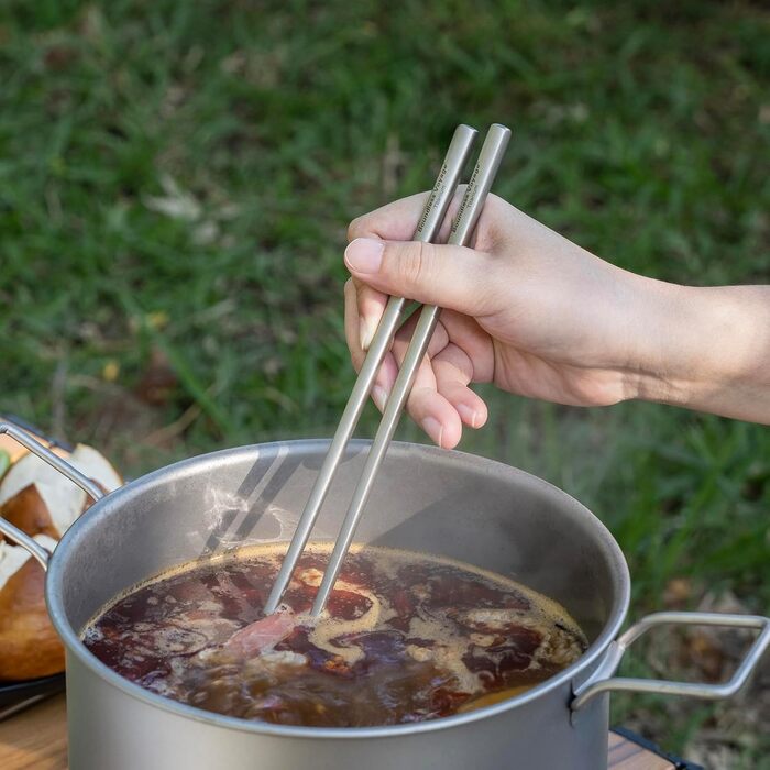 Титанові кемпінгові аксесуари Boundless Voyage, ніж, ложка, виделка, набір паличок для їжі, надлегкий набір столових приборів для супу, їжі, салату, пасти (ti1125t-d)