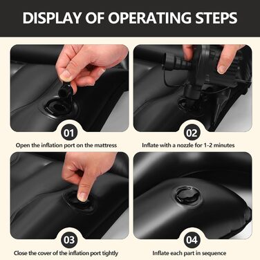 Надувний матрац для позашляховика, ліжко для автомобіля, кемпінгова подушка для позашляховика, покращений, потовщений, для заднього сидіння вантажівки з насосом та подушкою, для подорожей, кемпінгу, використання в автомобілі, кемпері, мінівені