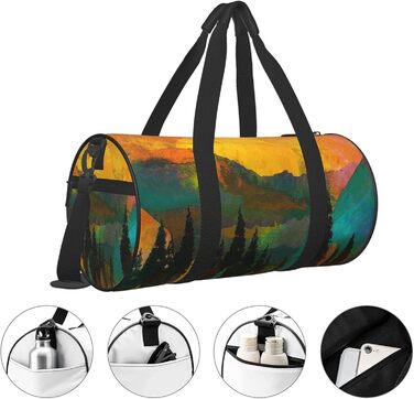 Спортивна сумка з мотивом дерев та сходу сонця, велика дорожня сумка для фітнесу, на вихідні та коротких подорожей для чоловіків та жінок
