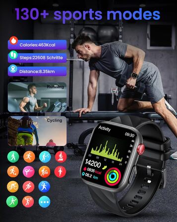ЕКГ ГАРЯЧИЙ смарт-годинник для чоловіків із серцевим ритмом, кров&39яним тиском 1,97-дюймовий AMOLED сенсорний чорний годинник для здоров&39я з монітором сну, крокоміром, функцією телефону, спортивним годинником, фітнес-годинником, iOS, Android