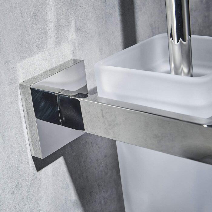 Туалетна щітка і тримач Настінний щіткотримач, хром, туалетний набір Набір туалетних щіток з нержавіючої сталі 304 і матового скла для ванної кімнати