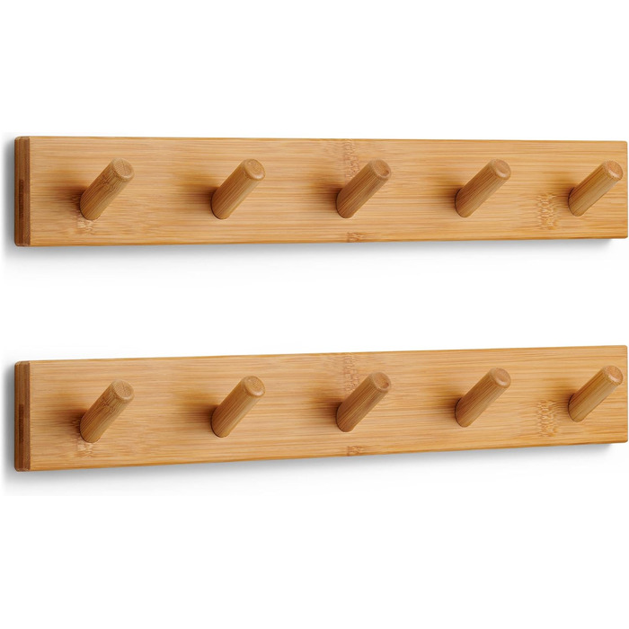 Гачки для одягу дерев'яні (2 шт.) - вішалка дерев'яна з 5 гачками - 43 см - гачки для одягу настінні - настінна вішалка для передп