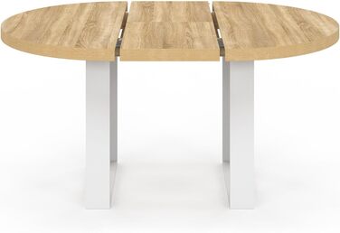 Круглий розкладний обідній стіл Phoenix для 6-8 осіб, дерево та білий колір, 120-160 см