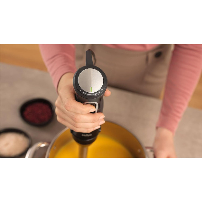 Занурювальний блендер Braun MultiQuick 5 MQ55307M потужний мотор, 2 швидкості, аксесуари з нержавіючої сталі, легке очищення, чорний