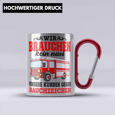 Тренд - Подарунковий кухоль з карабіном для пожежника, нержавіюча сталь, подарунок для пожежника, чоловік, чоловік, дорослий, кухоль з карабіном для пожежника, слоган з нержавіючої сталі (червоний)