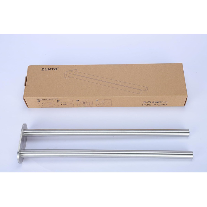 Рушникосушка двоплечий рушникосушка для ванної кімнати настінний подвійний з нержавіючої сталі матовий 40см сріблястий