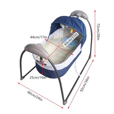 Дитяча шезлонга електрична, портативна дитяча гойдалка з 3 налаштуваннями швидкості з іграшками Вантажопідйомність 18 кг для менш ніж 14 місяців (синій)
