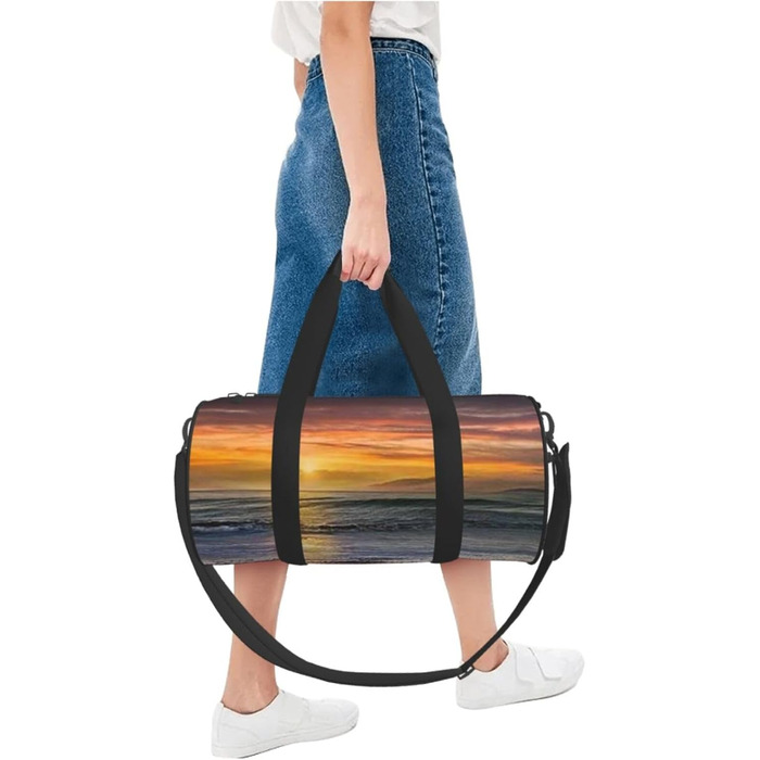 Спортивна дорожня сумка Bodybuilding Evolution великої місткості, легка та міцна, ідеальний подарунок для походів, відпочинку, ділових поїздок та іншого, дизайн Захід сонця на пляжі, універсальний розмір