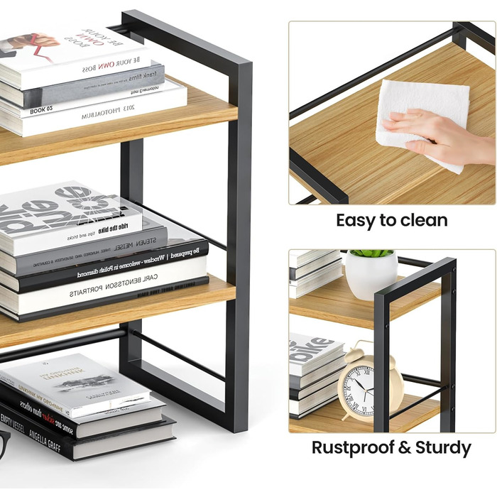 Дерев&39яний органайзер для настільних полиць, міні-настільна полиця для зберігання книг, настільні полиці для робочого столу та комода (чорний)