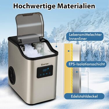 Льодогенератор COSTWAY 24 кг на день Подрібнений льодогенератор, льодогенератор Льодогенератор з таймером лопати, резервуар для води на 2,5 л, функція самоочищення
