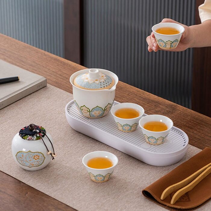 Порцеляновий чайний сервіс для подорожей та гостей вишуканий подарунок для дому, офісу, кемпінгу
