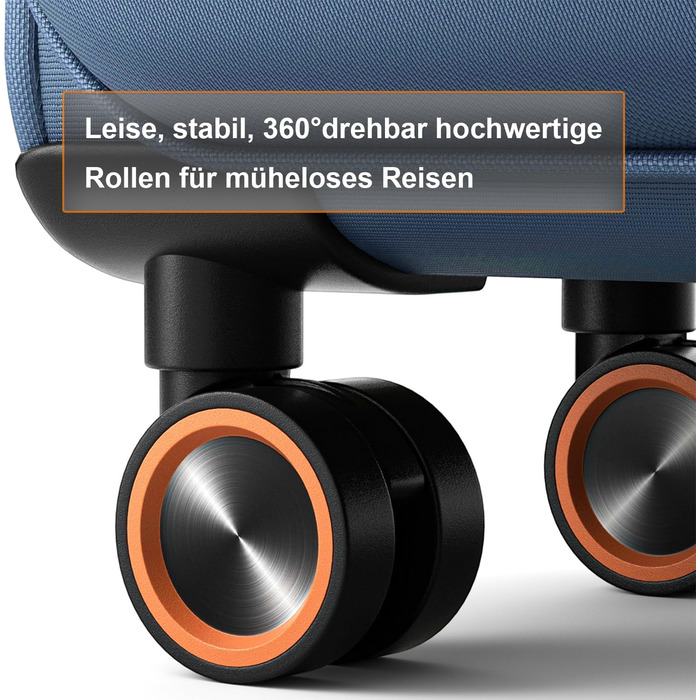 Ручна валіза Trier Soft Shell 55 35 23 см, легка тканинна валіза на колесах, дорожня валіза з колесами та кодовим замком, 47 літрів, темно-синя, розмір S