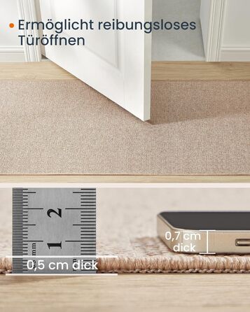 Килим SONGMICS HOME для вулиці, 80 x 200 см, килим для вітальні, доріжка, можна прати в пральній машині, нековзний, джутовий вигляд, для коридору, патіо, балкону, кухні, спальні, їдальні, верблюжо-коричневий TAR096K01 200L см