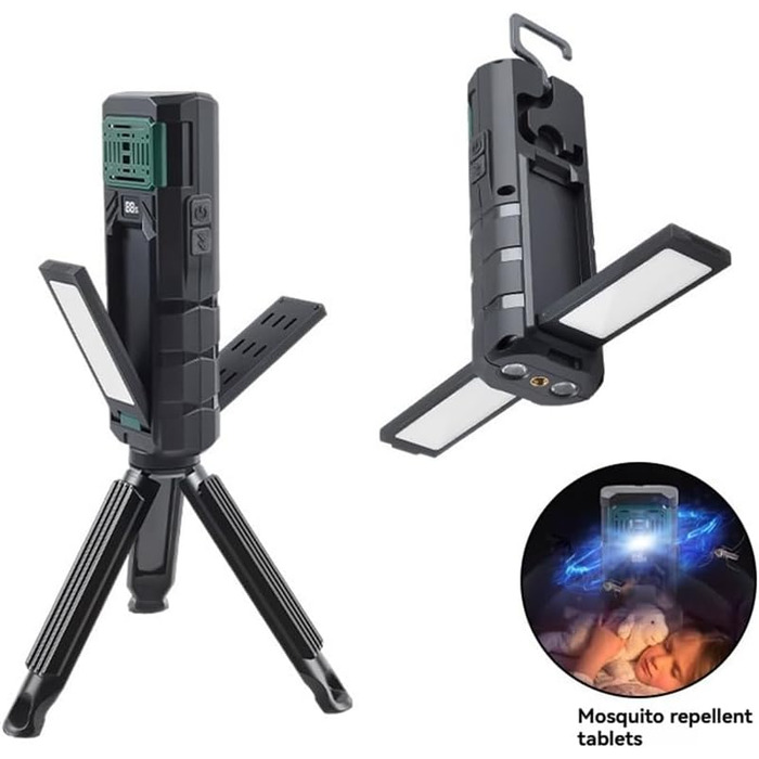 Світлодіодний складний кемпінговий світильник, лампа для намету, портативний робочий світильник з цифровим дисплеєм, багатофункціональний для дому, спальні, вітальні