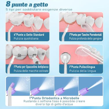 Бездротовий іригатор для зубів та брекетів, 300 мл, з 8 насадками-розпилювачами, 5 режимів роботи, водонепроникний IPX7, портативний для дому та подорожей, чорний