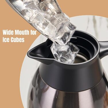 Термос-кавник ParaCity з нержавіючої сталі об&39ємом 2 л, подвійні стінки, вакуумна ізоляція, для кави та чаю, для дому та офісу (чорний)