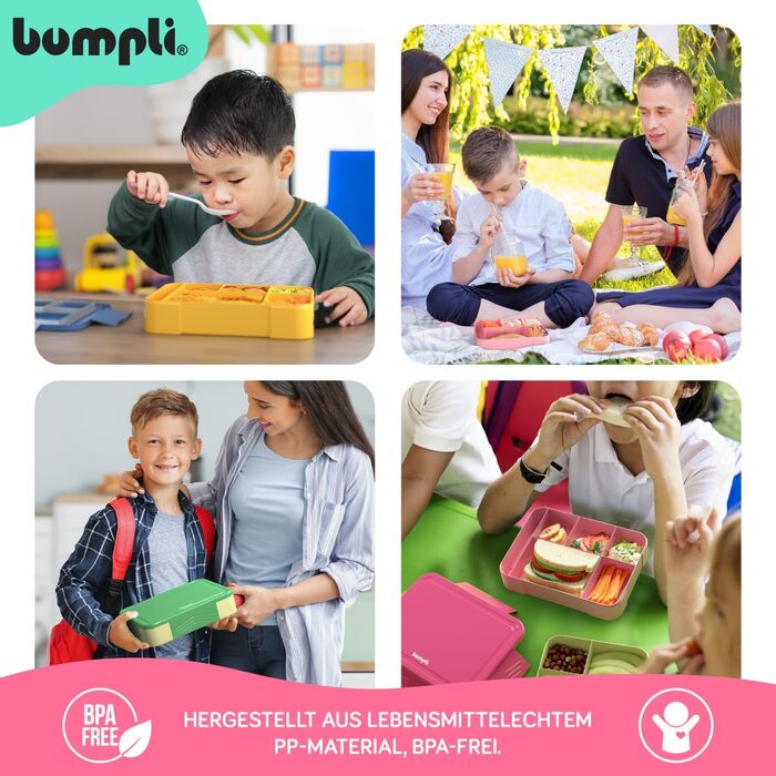 Бумплі Ланчбокс Гурман Дитячий контейнер для обіду з відділеннями, ідеальний для школи та подорожей Міцний ланчбокс, шкільний ланчбокс, стильний дитячий контейнер для їжі, ланчбокс у школу