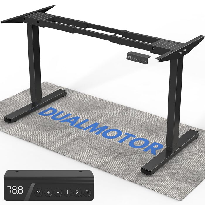 Каркас столу з регулюванням висоти та 2 потужними двигунами, електрично регульований по висоті каркас столу з 3 налаштуваннями пам&39яті та функцією захисту від зіткнень, чорний