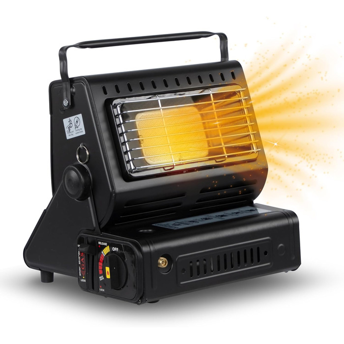 Портативний газовий обігрівач та газова плита ZMC 2-в-1 з підключенням для зрідженого газу, кемпінговий обігрівач 1,3 кВт