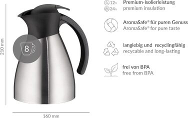 Термоглечик alfi Bono, нержавіюча сталь, матове покриття, 1,0 л (1000 мл)