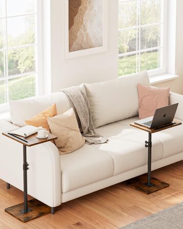 С-подібний журнальний столик, обертовий на 360, невеликий, регульований по висоті диванний столик, 40x30x(45-81) см, дерев&39яний журнальний столик/столик для ноутбука для спальні, вітальні, офісу (колір рустик-коричневий)