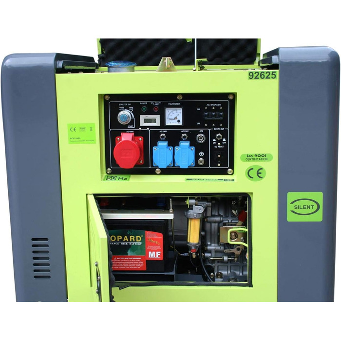 Електричний дизельний генератор Varan Motors 92625, звукоізольований, тип Panda, генератор потужності, 400 В 230 В, 6,25 кВА