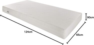 Дитяче ліжко Jacob, біле, з шухлядою, 120 x 60 см, включаючи матрац та чохол, дерев&39яні захисні поручні, захисний чохол