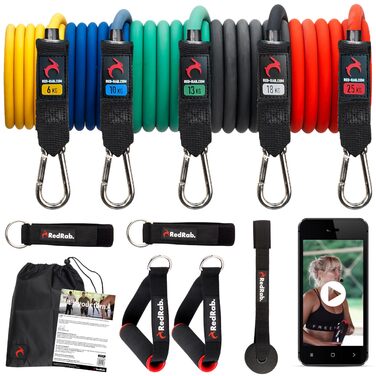 Набір трубчастих фітнес-еспандерів з ручкою - Еспандери для силових тренувань вдома - Еспандери для фітнесу, Гумки для спорту, Тренувальні еспандери, Еспандери для вправ, Стандартне обладнання для домашнього спортзалу