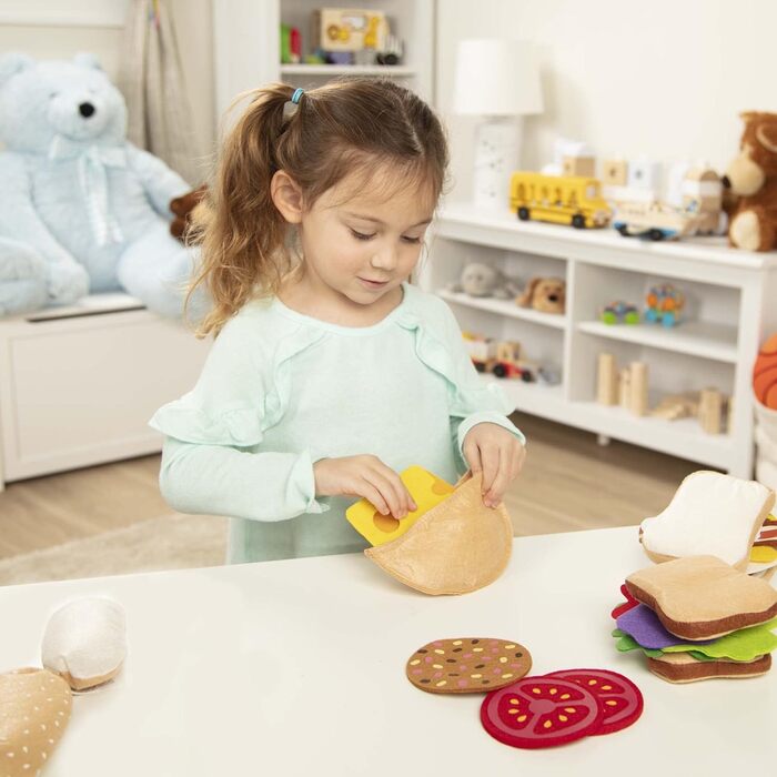Набір бутербродів з фетру Melissa & Doug Фантазійна гра Гра з їжею Сенсорна іграшка 3 Подарунок для хлопчиків або дівчаток Сенсорна іграшка Доторкнись і відчуй