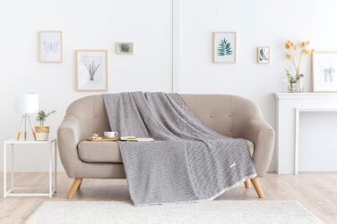 Ковдра Todocama Extra Soft Cotton, Four Seasons, Багатоцільове покривало, Покривало для дивана, Чохол для кушетки, Покривало для дивана (Темно-сірий), PRCMAMSGROS, 120 x 180 см 120 x 180 см Темно-сірий