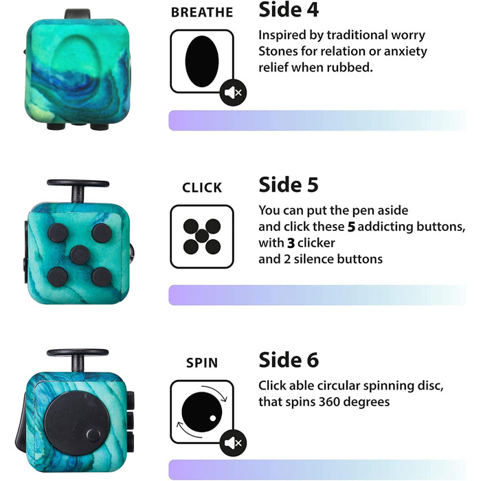 Іграшка Yetech Green Anti-Stress Cube, антистресовий кубик із функцією 6 сторін, для дітей і дорослих, засіб для зняття стресу від