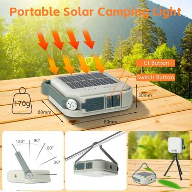 Акумуляторний кемпінговий ліхтар, світлодіодний кемпінговий ліхтар 800 лм, USB-акумуляторний кемпінговий ліхтар, водонепроникний кемпінговий ліхтар IPX5, портативний зарядний пристрій 4800 мАг, 4 режими освітлення, для риболовлі на свіжому повітрі, поході