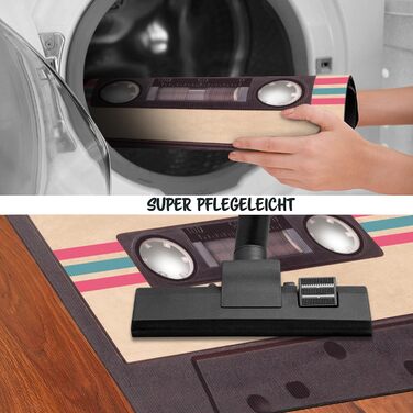 Килимок для приміщень та вулиці 50x70 см - плоский та нековзний - ретро-дизайн касети - килимок, який можна прати, для чистого взуття та стильного, сучасного вхідного отвору