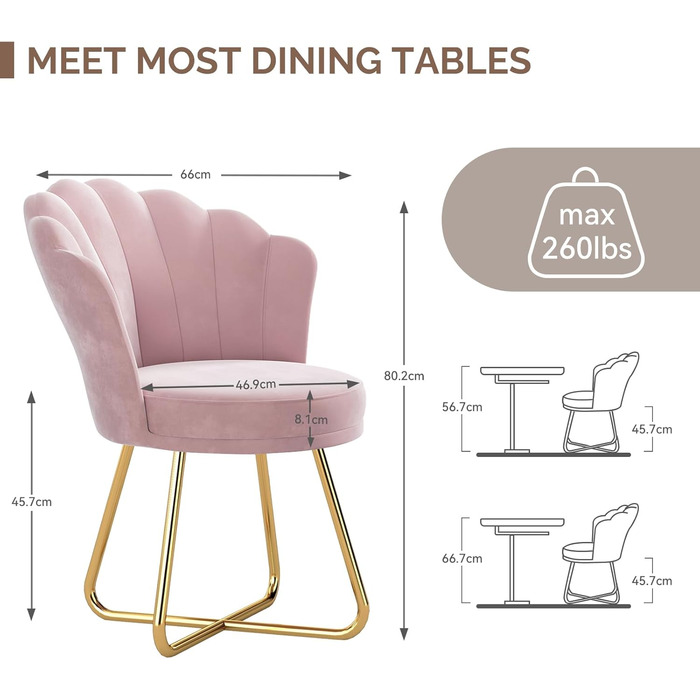 М&39яке крісло, обідній стілець, стілець для туалетного столика, оксамитове крісло, спинка у формі пелюсток, крісло із золотими металевими ніжками, вантажопідйомність до 150 кг, рожевий