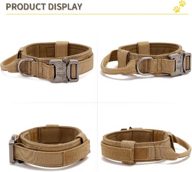 Тактичний нашийник для собак G-raphy, військовий стиль, регульований, нейлон, з контрольною ручкою (L, коричневий)
